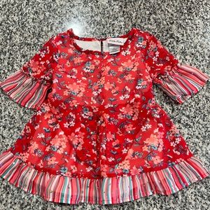 ❣️2T red polyester girl’s floral dress blouse top by Little Lass